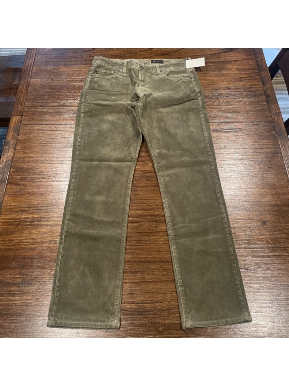 AG Everett Slim Straight Corduroy Pant 32x31.5 Green Stretch Fall Casual Work